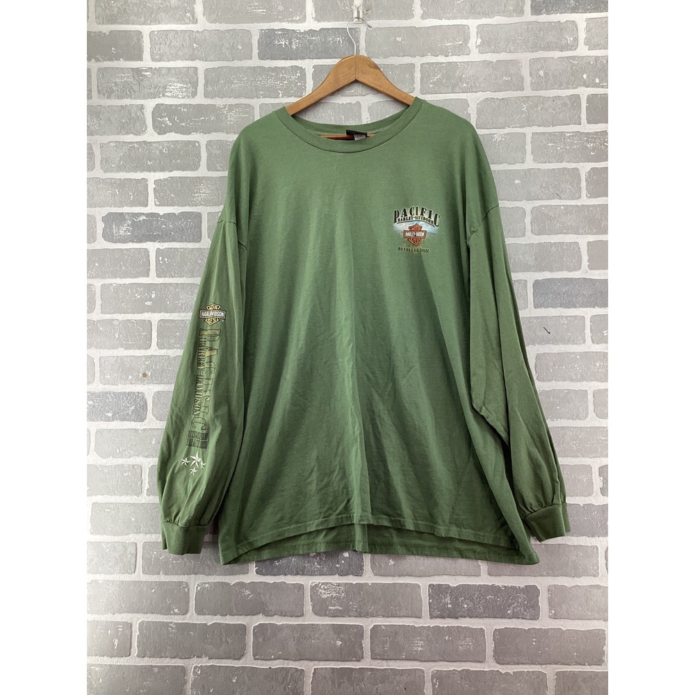 Harley-Davidson Honolulu Hawaii Armed Forces Long Sleeve T-Shirt Green 3XL
